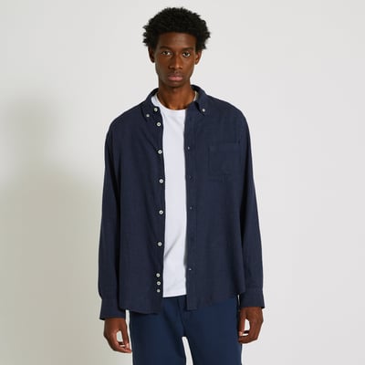 Chemise manches longues en flanelle de coton BIO GOTS. MONOPRIX
