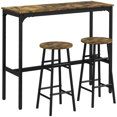 Ensemble de table de bar MDF Brun Rustique HOMCOM