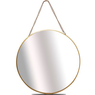 Miroir doré rond suspendu avec chaînette 24cm WADIGA