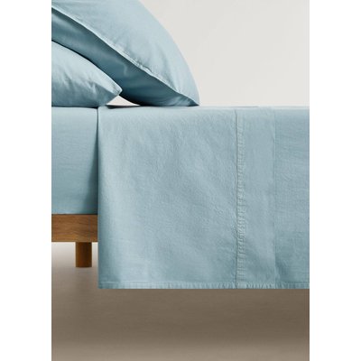 Drap plat enfant en coton lavé double surpiqûre lit 90 cm MANGO HOME