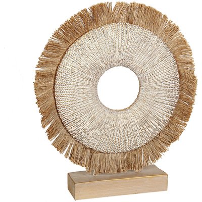 Décoration disque résine  naturelle sur socle bois élégant RECOLLECTION