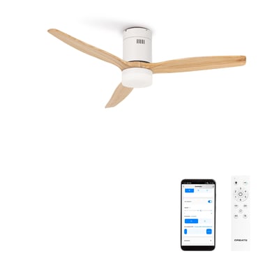 Ventilateur de plafond 40W avec lumière et Wi-Fi WIND CALM NATURAL WOOD CREATE