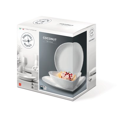 Service de table en opale, 18 pièces, 6 personnes, COCONUT BORMIOLI ROCCO