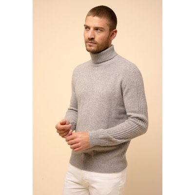 Pull Col Roulé 4 Fils Nuage Chiné Noi JUST CASHMERE