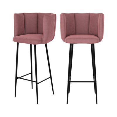 Lot de 2 chaises de bar en velours - ROSY RENDEZ-VOUS DÉCO