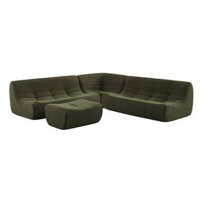 Canapé d'angle compressé modulable 7 places avec repose pied bouclette texturée SOKOL SWEEEK