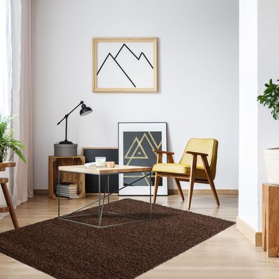 Tapis poils longs shaggy tissé motif uni UNI C UN AMOUR DE TAPIS