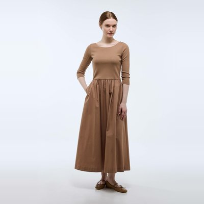 Robe à manches longues dos nu en coton BIO MONOPRIX