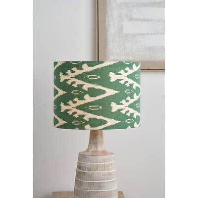 40cm Racing Green Ikat Patterned Cylinder Shade SO'HOME