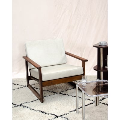 Fauteuil en pin et tissu Jakob N°1445 - Bon état DEBONGOUT
