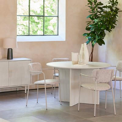 Table à manger ronde ø110 cm - Bois strié - MIRANO MAISON AUBERTIN