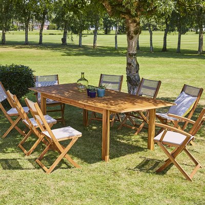 Salon de jardin en acacia massif FSC extensible 8/10 places  HANOÏ BERAH GETAH