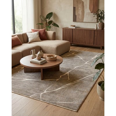 WECONhome Elite von Esprit, tissé machine, tapis poils courts, motif marbre avec effet relief, certifié OEKO-TEX® (80 x 150 cm, beige gris) ,  Elite ESPRIT