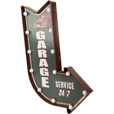 plaque murale led flèche verte ambiance garage vintage RECOLLECTION