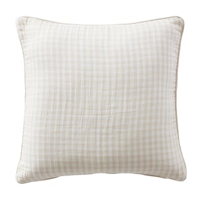Coussin avec passepoil 45x45 cm Gaze de Coton Quadri Naturel EDEN