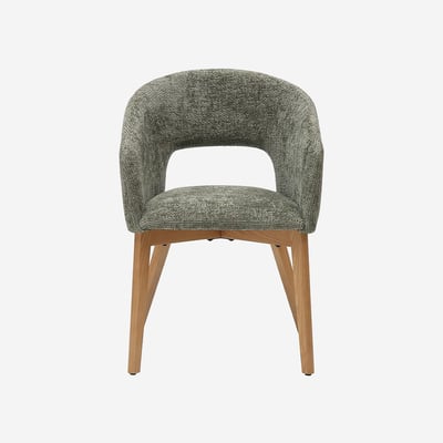 Lot de 2 chaises en tissu chenille et chêne avec accoudoirs HABITAT