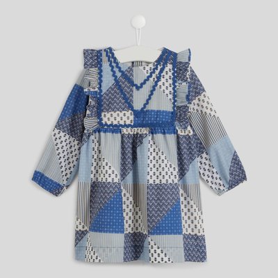 Robe manches longues col rond imprimé patchwork BOUT'CHOU