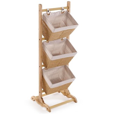 Étagère salle de bain 3 paniers 35x35x102cm VERSA