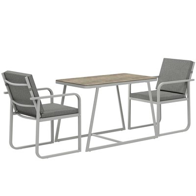 Salon de jardin design relax 2 personnes 3 pièces coussins déhoussables gris OUTSUNNY