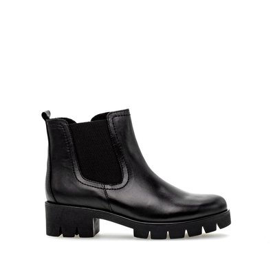Bottines en daim à talon bloc dessus/effet galvanisé GABOR