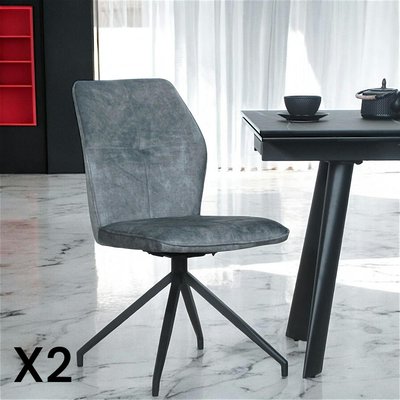 Chaise pivotante bleue en velours patiné avec poignée (lot de 2) LOMBARDIE PIER IMPORT