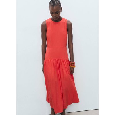 Robe longue ourlet froncé MANGO