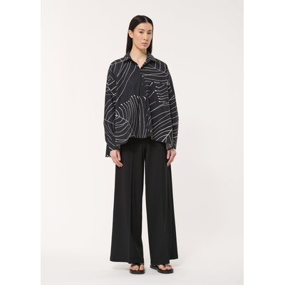 Chemise noire oversize à imprimé feuilles HUMILITY