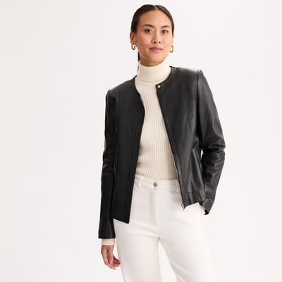 Blouson court en cuir de mouton ANNE WEYBURN