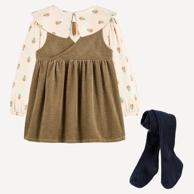 Set da 3 pezzi: abito senza maniche, T-shirt a maniche lunghe, collant LA REDOUTE COLLECTIONS