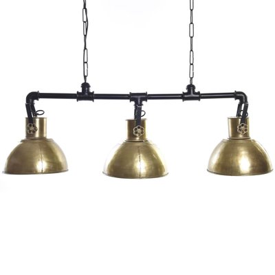 Plafonnier triple en métal noir et doré style industriel - 116x29x42cm WADIGA