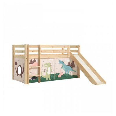 Lit Compact avec Toboggan Nature + Rideau Dinos VIPACK