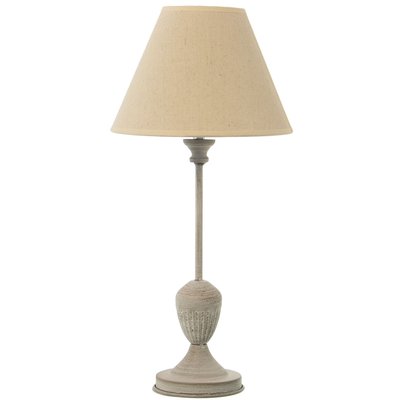 Lampe à poser classique en métal gris et abat-jour beige WADIGA