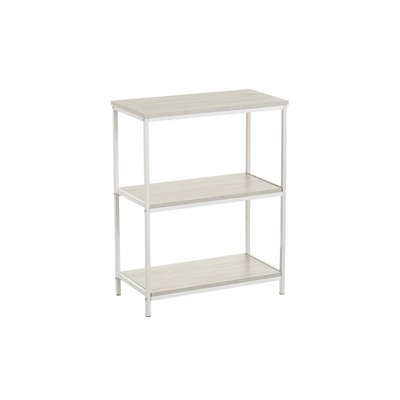 Étagère en Bois MDF et Métal Blanc 3 Plateaux - 60x30x76cm WADIGA
