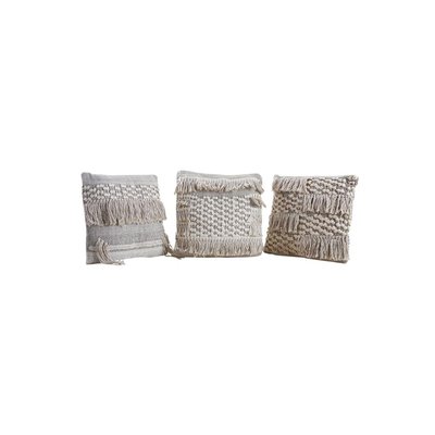 Coussins en coton à franges gris et blancs (lot de 3) AUBRY GASPARD