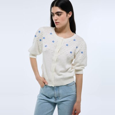 Cardigan manches courtes brodé MONOPRIX