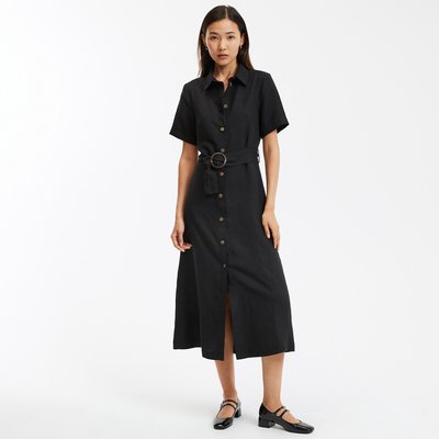 Vestido estilo camisa, mistura de lyocell e linho, Signature OPHELIE LA REDOUTE COLLECTIONS