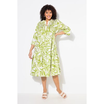 Robe midi motif feuilles, volants ULLA POPKEN