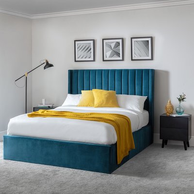 Varese Scalloped Velvet Ottoman Storage Bed SO'HOME