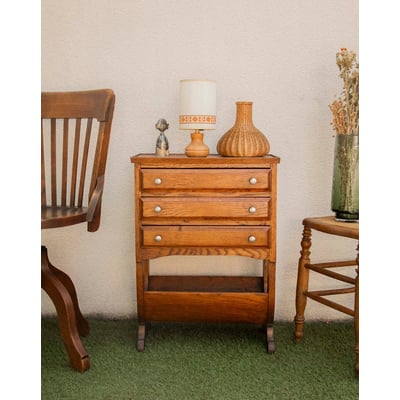 Commode en chêne massif avec niche intégrée Garance N°658 - Bon état DEBONGOUT