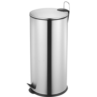 Poubelle de cuisine ronde en métal argenté 27L WADIGA