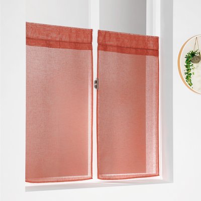 Paire de petits voilages unis et tamisants en poly/lin LINDER