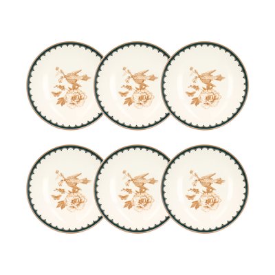 Lot de 6 assiettes creuses en porcelaine 21cm, BOTANIC NOVASTYL
