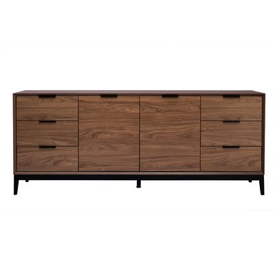 Buffet vintage finition bois foncé noyer et métal noir avec rangements L180 cm SARTO MILIBOO