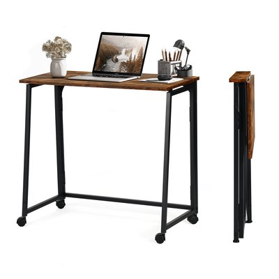 Bureau pliable avec roues interchangeables style industriel, ASCOLI MEUBLES COSY