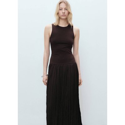 Robe longue tissu combiné MANGO