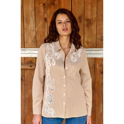 Chemisier manches longues col chemise imprimé à rayures CLEMA LA PETITE ETOILE