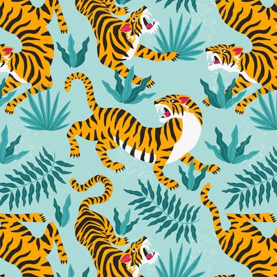 Tableau mural illustration tigre sauvage CEANOTHE