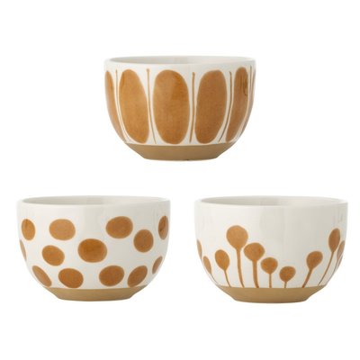 Bol grès décoré main  LINORA set de 3 BLOOMINGVILLE