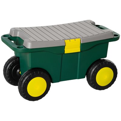 Tabouret de jardin caisse à outils 2 en 1 vert OUTSUNNY