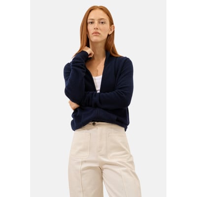 Gilet Zippé Col Montant Navy Ayr JUST CASHMERE
